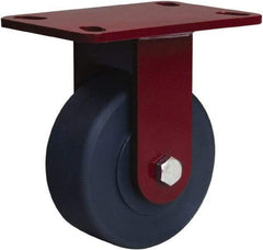 Hamilton - 5" Diam x 2" Wide x 6-3/4" OAH Top Plate Mount Rigid Caster - Nylon, 2,000 Lb Capacity, Sealed Precision Ball Bearing, 4-1/2 x 6-1/2" Plate - Exact Tool & Supply