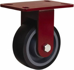Hamilton - 5" Diam x 2" Wide x 6-3/4" OAH Top Plate Mount Rigid Caster - Polyurethane Mold onto Cast Iron Center, 1,360 Lb Capacity, Sealed Precision Ball Bearing, 4-1/2 x 6-1/2" Plate - Exact Tool & Supply