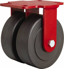 Hamilton - 6" Diam x 2" Wide x 7-3/4" OAH Top Plate Mount Rigid Caster - Nylon, 2,500 Lb Capacity, Sealed Precision Ball Bearing, 4-1/2 x 6-1/2" Plate - Exact Tool & Supply