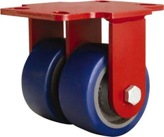 Hamilton - 4" Diam x 2" Wide x 5-5/8" OAH Top Plate Mount Rigid Caster - Polyurethane Mold onto Cast Iron Center, 1,200 Lb Capacity, Sealed Precision Ball Bearing, 4-1/2 x 6-1/2" Plate - Exact Tool & Supply