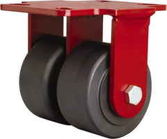 Hamilton - 4" Diam x 2" Wide x 5-5/8" OAH Top Plate Mount Dual Rigid Caster - Nylon, 2,500 Lb Capacity, Sealed Precision Ball Bearing, 4-1/2 x 6-1/2" Plate - Exact Tool & Supply