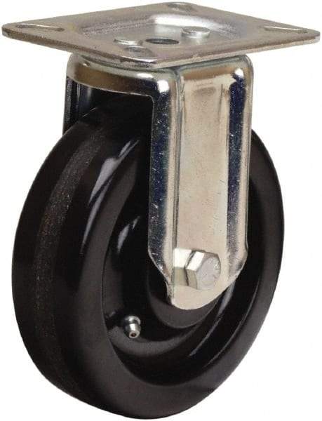 Hamilton - 5" Diam x 1-1/2" Wide x 6-1/16" OAH Top Plate Mount Rigid Caster - Phenolic, 400 Lb Capacity, Straight Roller Bearing, 3-1/8 x 4-1/8" Plate - Exact Tool & Supply