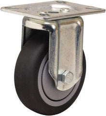 Hamilton - 4" Diam x 1-3/8" Wide x 5-1/16" OAH Top Plate Mount Rigid Caster - Rubber Mold on Polyolefin, 250 Lb Capacity, Precision Ball Bearing, 3-1/8 x 4-1/8" Plate - Exact Tool & Supply