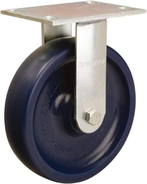 Hamilton - 8" Diam x 2" Wide x 9-1/2" OAH Top Plate Mount Rigid Caster - Polyurethane, 900 Lb Capacity, Sealed Precision Ball Bearing, 4-1/2 x 6-1/4" Plate - Exact Tool & Supply