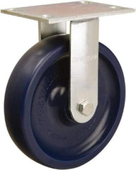 Hamilton - 8" Diam x 2" Wide x 9-1/2" OAH Top Plate Mount Rigid Caster - Polyurethane, 900 Lb Capacity, Sealed Precision Ball Bearing, 4-1/2 x 6-1/4" Plate - Exact Tool & Supply