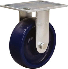 Hamilton - 6" Diam x 2" Wide x 7-1/2" OAH Top Plate Mount Rigid Caster - Polyurethane, 900 Lb Capacity, Sealed Precision Ball Bearing, 4-1/2 x 6-1/4" Plate - Exact Tool & Supply