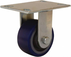 Hamilton - 4" Diam x 2" Wide x 5-5/8" OAH Top Plate Mount Rigid Caster - Polyurethane Mold onto Cast Iron Center, 600 Lb Capacity, Sealed Precision Ball Bearing, 4-1/2 x 6-1/4" Plate - Exact Tool & Supply