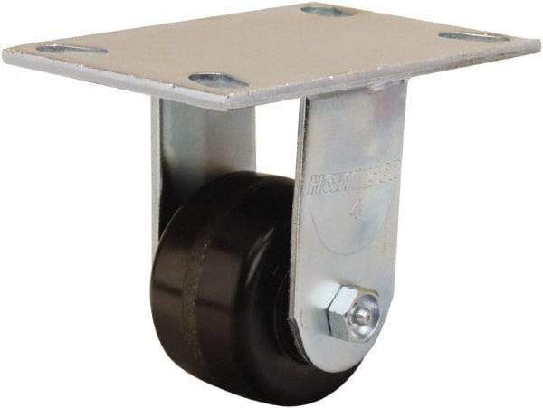Hamilton - 3-1/4" Diam x 2" Wide x 5-1/4" OAH Top Plate Mount Rigid Caster - Phenolic, 700 Lb Capacity, Straight Roller Bearing, 4-1/2 x 6-1/4" Plate - Exact Tool & Supply