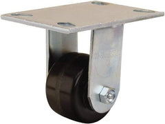 Hamilton - 3-1/4" Diam x 2" Wide x 5-1/4" OAH Top Plate Mount Rigid Caster - Phenolic, 700 Lb Capacity, Straight Roller Bearing, 4-1/2 x 6-1/4" Plate - Exact Tool & Supply