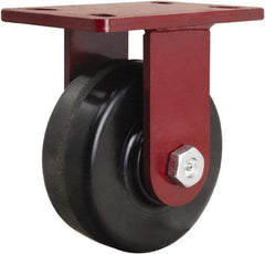 Hamilton - 6" Diam x 2-1/2" Wide x 7-1/2" OAH Top Plate Mount Rigid Caster - Phenolic, 1,800 Lb Capacity, Tapered Roller Bearing, 5 x 7" Plate - Exact Tool & Supply