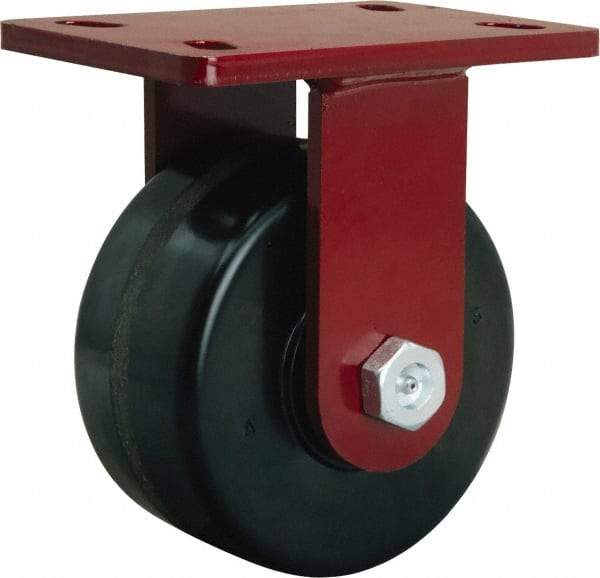 Hamilton - 6" Diam x 3" Wide x 7-1/2" OAH Top Plate Mount Rigid Caster - Phenolic, 2,000 Lb Capacity, Tapered Roller Bearing, 5 x 7" Plate - Exact Tool & Supply