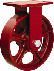 Hamilton - 10" Diam x 2-1/2" Wide x 11-1/2" OAH Top Plate Mount Rigid Caster - Cast Iron, 2,200 Lb Capacity, Tapered Roller Bearing, 5 x 7" Plate - Exact Tool & Supply