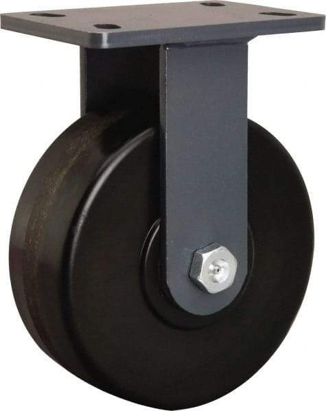 Hamilton - 8" Diam x 3" Wide x 10-1/4" OAH Top Plate Mount Rigid Caster - Phenolic, 2,400 Lb Capacity, Tapered Roller Bearing, 5 x 7" Plate - Exact Tool & Supply