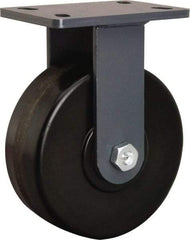 Hamilton - 8" Diam x 3" Wide x 10-1/4" OAH Top Plate Mount Rigid Caster - Phenolic, 2,400 Lb Capacity, Tapered Roller Bearing, 5 x 7" Plate - Exact Tool & Supply