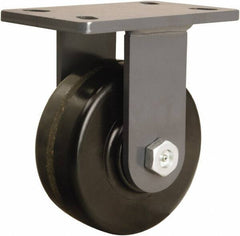 Hamilton - 6" Diam x 2-1/2" Wide x 7-3/4" OAH Top Plate Mount Rigid Caster - Phenolic, 1,800 Lb Capacity, Tapered Roller Bearing, 5 x 7" Plate - Exact Tool & Supply