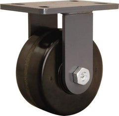 Hamilton - 6" Diam x 3" Wide x 7-3/4" OAH Top Plate Mount Rigid Caster - Phenolic, 2,200 Lb Capacity, Tapered Roller Bearing, 5 x 7" Plate - Exact Tool & Supply
