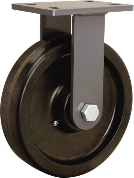 Hamilton - 10" Diam x 2-1/2" Wide x 12-1/16" OAH Top Plate Mount Rigid Caster - Phenolic, 2,400 Lb Capacity, Tapered Roller Bearing, 5 x 7" Plate - Exact Tool & Supply