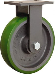 Hamilton - 10" Diam x 2-1/2" Wide x 12-1/16" OAH Top Plate Mount Rigid Caster - Polyurethane Mold onto Cast Iron Center, 2,400 Lb Capacity, Sealed Precision Ball Bearing, 5 x 7" Plate - Exact Tool & Supply