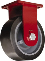 Hamilton - 12" Diam x 4" Wide x 15-1/2" OAH Top Plate Mount Rigid Caster - Polyurethane Mold on Forged Steel, 7,800 Lb Capacity, Tapered Roller Bearing, 6-1/2 x 7-1/2" Plate - Exact Tool & Supply