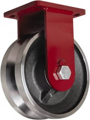 Hamilton - 10" Diam x 4" Wide, Iron Rigid Caster - 7,500 Lb Capacity, Top Plate Mount, 6-1/2" x 7-1/2" Plate, Tapered Roller Bearing - Exact Tool & Supply