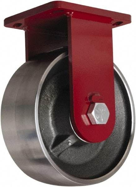 Hamilton - 10" Diam x 4" Wide x 12-1/2" OAH Top Plate Mount Rigid Caster - Forged Steel, 10,000 Lb Capacity, Tapered Roller Bearing, 6-1/2 x 7-1/2" Plate - Exact Tool & Supply