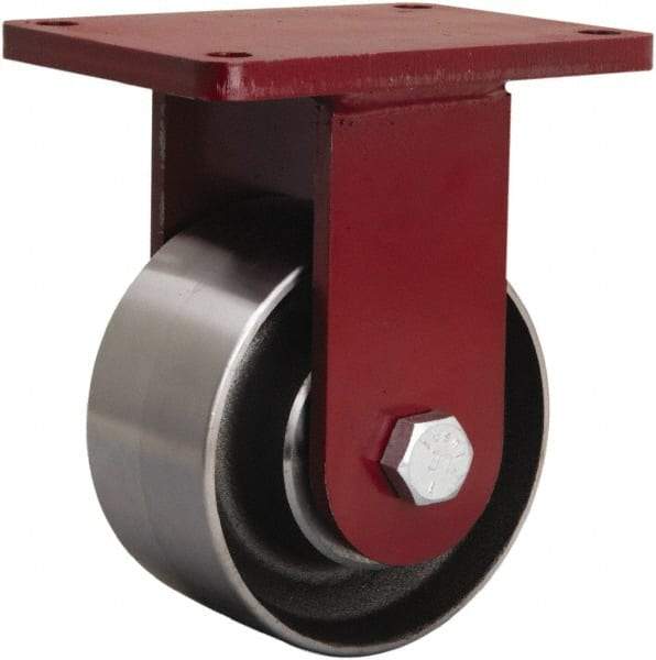 Hamilton - 6" Diam x 3" Wide x 8-1/2" OAH Top Plate Mount Rigid Caster - Forged Steel, 4,000 Lb Capacity, Sealed Precision Ball Bearing, 5-1/2 x 7-1/2" Plate - Exact Tool & Supply