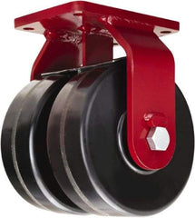 Hamilton - 10" Diam x 3" Wide x 12-1/2" OAH Top Plate Mount Dual Rigid Caster - Phenolic, 4,000 Lb Capacity, Straight Roller Bearing, 5-1/2 x 7-1/2" Plate - Exact Tool & Supply