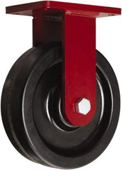 Hamilton - 10" Diam x 3" Wide x 12-1/2" OAH Top Plate Mount Rigid Caster - Phenolic, 2,900 Lb Capacity, Tapered Roller Bearing, 5-1/2 x 7-1/2" Plate - Exact Tool & Supply