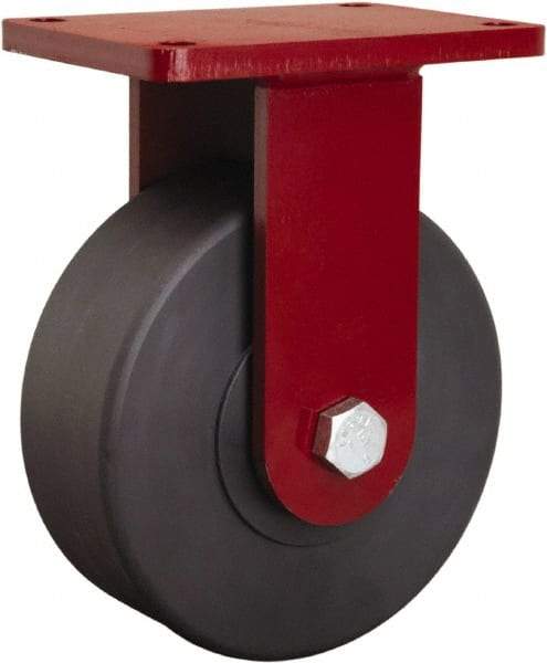 Hamilton - 8" Diam x 3" Wide x 10-1/2" OAH Top Plate Mount Rigid Caster - Nylon, 5,000 Lb Capacity, Sealed Precision Ball Bearing, 5-1/2 x 7-1/2" Plate - Exact Tool & Supply