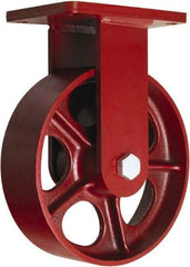 Hamilton - 10" Diam x 3" Wide x 12-1/2" OAH Top Plate Mount Rigid Caster - Cast Iron, 2,600 Lb Capacity, Tapered Roller Bearing, 5-1/2 x 7-1/2" Plate - Exact Tool & Supply