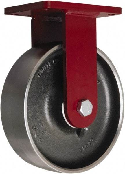 Hamilton - 10" Diam x 3" Wide x 11-1/2" OAH Top Plate Mount Rigid Caster - Forged Steel, 3,200 Lb Capacity, Sealed Precision Ball Bearing, 5 x 7" Plate - Exact Tool & Supply