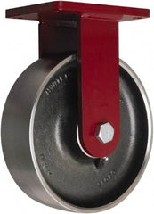 Hamilton - 10" Diam x 3" Wide x 11-1/2" OAH Top Plate Mount Rigid Caster - Forged Steel, 3,200 Lb Capacity, Sealed Precision Ball Bearing, 5 x 7" Plate - Exact Tool & Supply