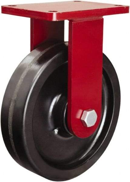 Hamilton - 10" Diam x 2-1/2" Wide x 12-1/2" OAH Top Plate Mount Rigid Caster - Phenolic, 2,500 Lb Capacity, Straight Roller Bearing, 5-1/2 x 7-1/2" Plate - Exact Tool & Supply