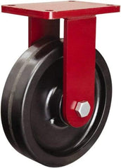 Hamilton - 10" Diam x 2-1/2" Wide x 12-1/2" OAH Top Plate Mount Rigid Caster - Phenolic, 2,500 Lb Capacity, Straight Roller Bearing, 5-1/2 x 7-1/2" Plate - Exact Tool & Supply