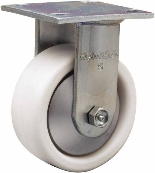 Hamilton - 5" Diam x 2" Wide x 6-1/2" OAH Top Plate Mount Rigid Caster - Polyolefin, 650 Lb Capacity, Delrin Bearing, 4 x 4-1/2" Plate - Exact Tool & Supply