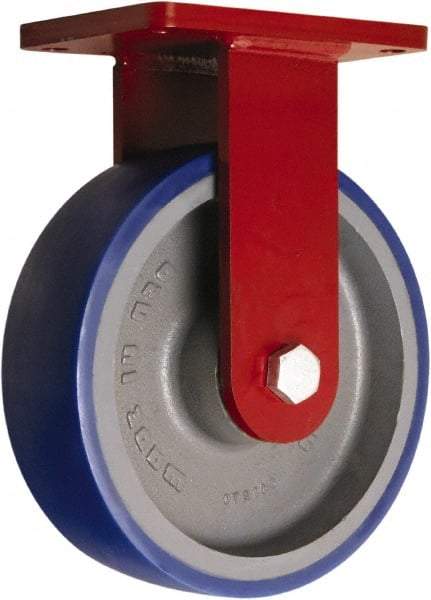 Hamilton - 10" Diam x 3" Wide x 11-1/2" OAH Top Plate Mount Rigid Caster - Polyurethane, 3,200 Lb Capacity, Sealed Precision Ball Bearing, 5 x 7" Plate - Exact Tool & Supply