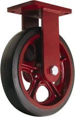 Hamilton - 10" Diam x 3" Wide x 12-1/2" OAH Top Plate Mount Rigid Caster - Rubber Mold on Cast Iron, 1,000 Lb Capacity, Straight Roller Bearing, 5-1/2 x 7-1/2" Plate - Exact Tool & Supply