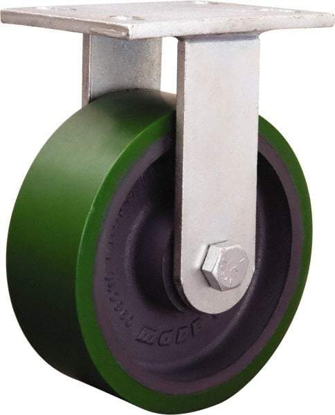 Hamilton - 7-7/8" Diam x 8-15/16" OAH Top Plate Mount Rigid Track - Iron, 3,200 Lb Capacity, Tapered Roller Bearing, 5-1/4 x 7-1/4" Plate - Exact Tool & Supply