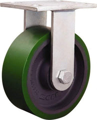 Hamilton - 7-7/8" Diam x 8-15/16" OAH Top Plate Mount Rigid Track - Iron, 3,200 Lb Capacity, Tapered Roller Bearing, 5-1/4 x 7-1/4" Plate - Exact Tool & Supply