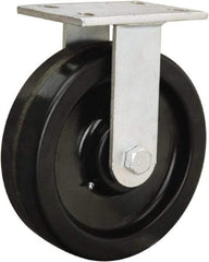 Hamilton - 8" Diam x 2-1/2" Wide x 10-1/2" OAH Top Plate Mount Rigid Caster - Polyurethane Mold onto Cast Iron Center, 2,000 Lb Capacity, Tapered Roller Bearing, 5-1/4 x 7-1/4" Plate - Exact Tool & Supply