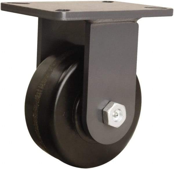 Hamilton - 6" Diam x 2-1/2" Wide x 8" OAH Top Plate Mount Rigid Caster - Phenolic, 1,800 Lb Capacity, Tapered Roller Bearing, 5-1/4 x 7-1/4" Plate - Exact Tool & Supply