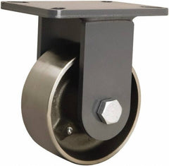 Hamilton - 6" Diam x 2-1/2" Wide x 8" OAH Top Plate Mount Rigid Caster - Forged Steel, 3,500 Lb Capacity, Tapered Roller Bearing, 5-1/4 x 7-1/4" Plate - Exact Tool & Supply
