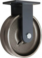 Hamilton - 10" Diam x 3" Wide, Forged Steel Rigid Caster - 4,500 Lb Capacity, Top Plate Mount, 5-1/4" x 7-1/4" Plate, Straight Roller Bearing - Exact Tool & Supply