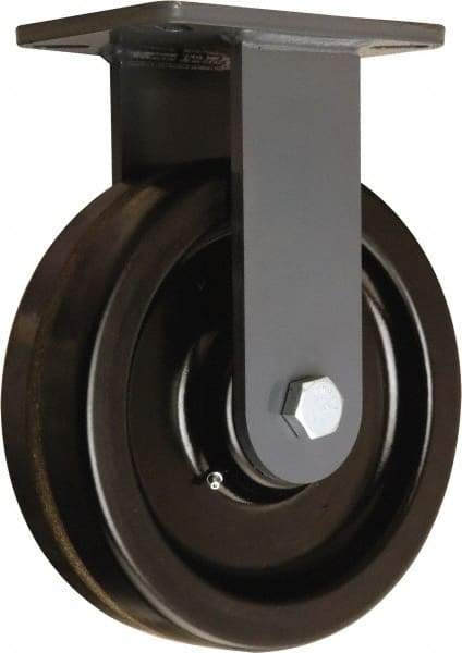 Hamilton - 10" Diam x 3" Wide x 12-1/2" OAH Top Plate Mount Rigid Caster - Phenolic, 2,900 Lb Capacity, Tapered Roller Bearing, 5-1/4 x 7-1/4" Plate - Exact Tool & Supply