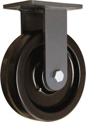 Hamilton - 10" Diam x 2-1/2" Wide x 12-1/2" OAH Top Plate Mount Rigid Caster - Phenolic, 2,500 Lb Capacity, Tapered Roller Bearing, 5-1/4 x 7-1/4" Plate - Exact Tool & Supply