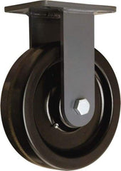 Hamilton - 10" Diam x 3" Wide x 12-1/2" OAH Top Plate Mount Rigid Caster - Phenolic, 2,900 Lb Capacity, Tapered Roller Bearing, 5-1/4 x 7-1/4" Plate - Exact Tool & Supply
