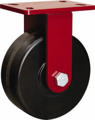 Hamilton - 8" Diam x 3" Wide x 10-1/8" OAH Top Plate Mount Rigid Caster - Phenolic, 2,200 Lb Capacity, Straight Roller Bearing, 5 x 7" Plate - Exact Tool & Supply