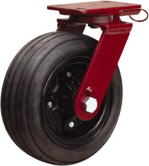 Hamilton - 10" Diam x 4" Wide, Rubber Swivel Caster - 1,000 Lb Capacity, Top Plate Mount, 4-1/2" x 6-1/2" Plate, Tapered Roller Bearing - Exact Tool & Supply