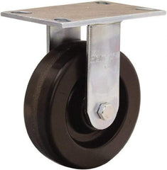 Hamilton - 6" Diam x 2" Wide x 7-1/2" OAH Top Plate Mount Rigid Caster - Phenolic, 1,200 Lb Capacity, Straight Roller Bearing, 4-1/2 x 6-1/4" Plate - Exact Tool & Supply