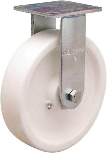 Hamilton - 8" Diam x 2" Wide x 9-1/2" OAH Top Plate Mount Rigid Caster - Polyolefin, 900 Lb Capacity, Delrin Bearing, 4 x 4-1/2" Plate - Exact Tool & Supply